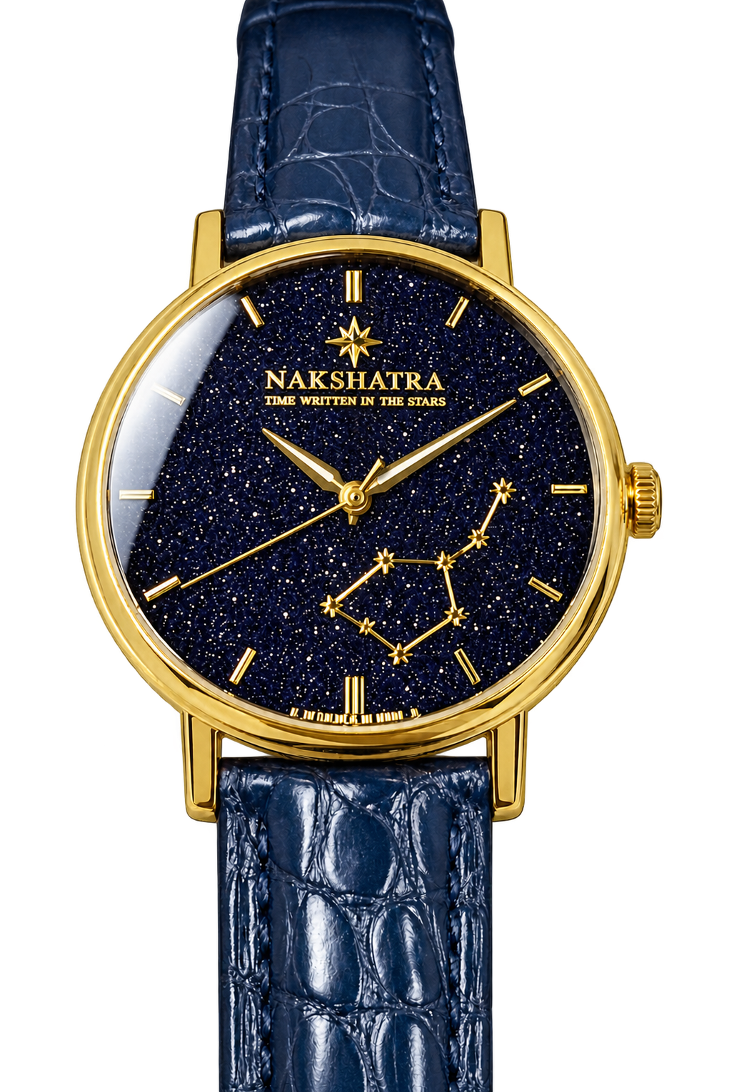 Signature Edition watch with a gold-tone case, star-speckled midnight dial and navy blue strap
